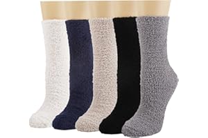 HIALTODAY 5/6 Paar Kuschelsocken Damen, Flauschige Bettsocken aus Korallenfleece, Dicke warme Plüschsocken, Weiche bequeme Flauschsocken im Winter