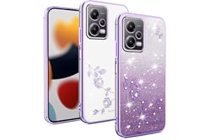 XINYEXIN Funda Glitter para Xiaomi Redmi Note 12 5G / Poco X5 5G, Carcasa Teléfono Antigolpes Transparente Bling Sparkle, Ultra Delgado Cute Brillante para Niñas y Mujeres - Viola