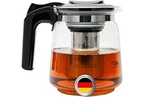 NORDIC SCHILLER Premium Teekanne Glas, Hitzebeständig Glaskanne mit Deckel 1,5 Liter Teekanne mit Siebeinsatz Teekanne Thermo mit Edelstahl Filter Sieb, Tea Maker, Teekanne mit Sieb Tee Kanne Aus Glas