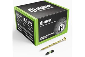 Heifix Multi-Purpose Wood Screws Pozi Double Countersunk - FREE Screw Bit Included (QTY 100, 5mm x 70mm)
