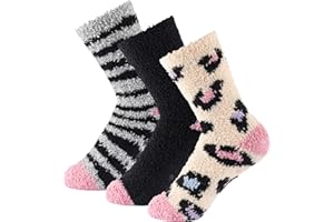 The Essentials Wardrobe Girls 3 Pack Cosy Lounge Socks Thermal Insulation Anti-Slip Elastane Stretch Kids Socks Super Soft & Fluffy for Warmth and Comfort Ideal for Winter