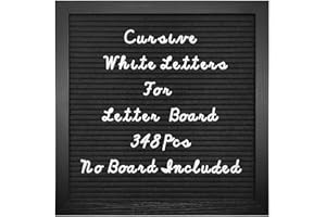 G GAMIT Felt Letter Board Cursive Letters Set, Pre-cut 348pcs White Cursive Letters Only (No Board Included)