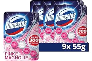‎DOMESTOS Domestos Power 5 WC Stein Pinke Magnolie WC Reiniger für effektive WC Reinigung Volle Power bis zu 300 Spülungen 9x 55g