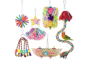 Pethee 6 Pack Bird Shredding Toys - Budgie & Parrot Chewing Toys for Cage Hanging & Foraging