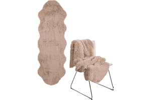‎BRANDSSELLER Brandsseller Lammfellimitat-Teppich 60x180 cm XXL – Flauschiger Hochflor Teppich aus Kunstfaser – Weiche, warme Deko-Auflage für Boden, Sofa, Sessel & Bett – Waschbar – Für Indoor & Outdoor – Grau