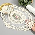 2 Pack Retro Lace Placemats French Crochet Doilies Table Placemats Handmade Embroidered Table Mats Farmhouse Placemats 12x16 inch Place Mats Cup Mat (Beige)