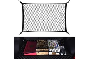 BEELUKY Kofferraumnetz Gepäcknetz Auto 80x100cm Erstreckt Sich auf 210x140cm Kofferraum Gepäcknetz mit 4 Haken Universal Kofferraum Netz Super Elastisch für die Meisten Autos SUV Wohnwagen
