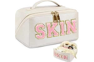 GINOYA Große Kapazität Kulturbeutel, Damen Make Up/Make-up Tasche mit Haut für adrette Make-up Bleistift Fall Kosmetik Reisetasche, ice cream