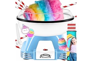 ‎KESSER KESSER® Zuckerwattemaschine Set für Dein zuhause - Mit 30x Zuckerwatte Stäbchen & Messlöffel - Retro Cotton Candy Machine - Zuckerwatte Maschine Mit Zubehör - Höhe 22 cm - 500 W Blau Weiß