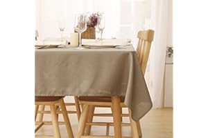 ‎DECONOVO Deconovo Leinenoptik Tischdecke Wasserabweisend Tischwäsche Lotuseffekt Tischtuch 140x240 cm Taupe