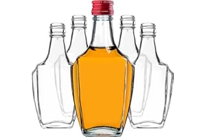 KADAX Bouteilles en Verre 250 ml - Lot de 5 Avec Bouchon à Vis - Pour Liqueur, Jus et Alcool - Rouge