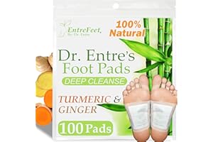 ENTREFEET Turmeric & Ginger Detox Foot Patches, 100 Pack: Detox Foot Pads, Deep Cleansing to Remove Toxins & Sleep Better, Foot Detox Patches