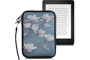 kwmobile Funda Universal para e-Book - Estuche de Neopreno con Cierre de Cremallera para e-Reader - Carcasa en marrón Topo/Blanco/Gris Azulado
