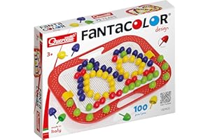 Quercetti FantaColor Design, Gioco Bambini 4 Anni, Mosaico Bambini con Chiodini Colorati da 20mm, Giochi Educativi 4 Anni, Giochi creativi, Attività Montessori, Made in Italy