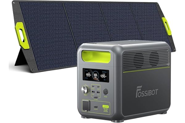 FOSSiBOT F1200 Generateur Electrique Portable 1200W Portable Panneau Solaire 200W, 1024Wh LiFePO4 Station électrique, 7 Sorties, UPS, BMS, 4000+ Fois, Générateur Solaire pour Camping/Jardin/RV