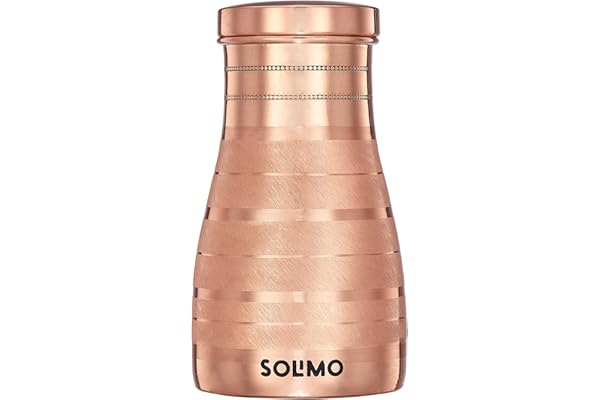 Amazon Brand - Solimo Copper Water Pot Bedside Pot with Glass Lining Finish 950 ml