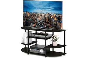 Furinno JAYA TV Stand, Simple Design Corner Entertainment Center, TV Console for TV up to 46 Inch, for Living Room, Bedroom, Espresso