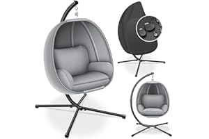 KESSER® Fauteuil Suspendu de Luxe avec Structure et Coussin d'assise Moelleux | Panier intérieur et extérieur | Balançoire de Jardin | Chaise Suspendue