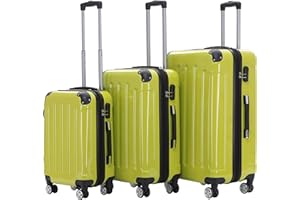 BEIBYE- 3er Kofferset Hartschalen-Koffer Reisekoffer Trolley Rollkoffer Set Reisekofferset (Green)