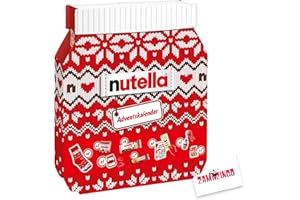 ZAMA4ZINGO Nutella Calendrier de l'Avent 2023, 528 g | Chaque jour, découvrez de délicieuses surprises (chaussettes, jeu de cartes et porte-clés) | 24 portes pleines de plaisir et de friandises pour la période