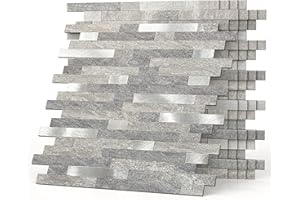 BeNice 3D Marble Tile Stickers for Kitchen Splashback Panels Waterproof,Shower Wall Tiles Self-Adhesive Bathroom Stone Effect Backsplash Matte Grey Stick on Tiles for Fireplace (Brick,10Sheets)