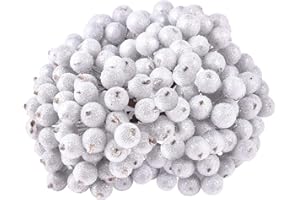 TUPARKA Holly Beeren Weihnachten Dekoration Weihnachtskranz Dekoration Künstliche Holly Berry zum Basteln Geschenken Dekoration (240, Silver, 1.2cm)