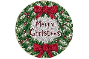 YOOTOM Tappeto Annodare Fai Da Te,Set di Tappeti da Ricamo Natale,Cuscini Decorativi fai-da-te,Tappetino a gancio,Christmas Latch Hook Rug Kits 50x38cm