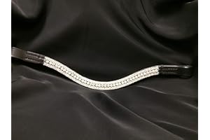 BENZ EQUESTRIAN Diamond Bling Browband 16" Black Leather for Horse and Equestrian Purpose (Full/Large, 16 Inch)
