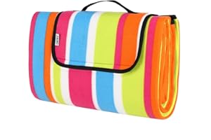 Detex Picnic Blanket Large Outdoor Beach Camping Family Travel Rug Mat 2x2m and 1.5x1.95m Colour Size Choice (195 x 150 cm, Multicolour)