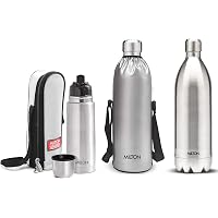MILTON Stainless Steel Thermosteel Flip Lid Flask, 350ml, Silver & Milton Bottle Thermosteel Stainless Steel Duo 1800ml…