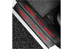 EAGLEG 4 Pièces Plaques Plinthes en Fibre de Carbone pour NIS-san X-Trail X Trail Xtrail T30 T31 T32 2014-2019, Voiture Seuil de Porte Door Sill Contre Les Rayures Protection Accessoires,Red