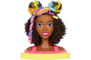 Barbie Ultra Chevelure Tête À Coiffer, Cheveux Blonds Lisses Avec Mèches Arc-En-Ciel, Et Accessoires Color Reveal, Jouet Enfant, Dès 3 Ans, HMD78