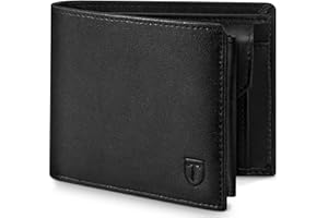 Tomylv Card Holder Wallet Slim RFID Blocking Mens Wallets with up to 13 Credit Cards, Photo & ID Window, 2 Banknote Compartments, Button Coin Pocket, Wallets Mens with Gift Box - Black