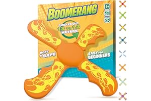 ANCORY Boomerang for Kids, 12m Range - Flying Boomerang Toy - Water Floating Easy-to-Throw Outdoor Toys, Orange