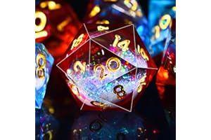 SIQUK 7 Pezzi Dadi Poliedrici Set Dadi da Gioco Dadi Nucleo Liquido D4 D6 D8 D10 D12 D20 D% per DND RPG MTG Dungeon and Dragons, Rosso Fiamma & Blu Ghiaccio