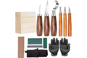 DEFFI-Wood Carving Tools kit 20pcs Wood Whittling Kit-Complete Starter kit for Beginners & Professionals (20 in 1 Kit)