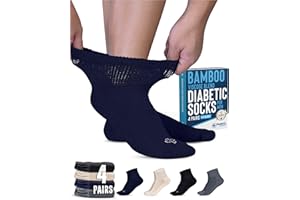 Doctor's Select Diabetic Socks for Men - 4 Pairs Diabetic Ankle Socks for Men | Non Binding Neuropathy Socks for Men