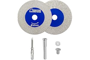 SHDIATOOL Disco Diamantado para Cortar Vidrio, 2 piezas 40mm Mini Hojas Sierra Diamantada con Vástago 6mm para Azulejos Cerámica Porcelana Mármol Granito Piedra Artificial Taladro Máquina pack de 2