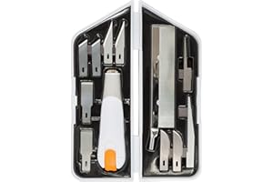 Fiskars Hochleistungsmesser/-Cutter, 8-teiliges Set, Gesamtlänge: 21 cm, Inkl. 7 Klingen, Qualitätsstahl/Kunststoff, Weiß/Orange, Premium, 1024385