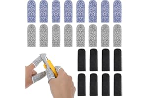 BOHUIZ 24 Stück Schnittfeste Fingerlinge, Fingerkuppenschutz Fingerschutz Schneiden Atmungsaktive Daumenschutz Wiederverwendbare Fingerschutz für Arbeit Küche Garten Skulptur(schwarz+grau+blau)