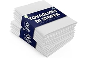 LivinEase Tovaglioli di stoffa di cotone - Confezione da 12 tovaglioli da tavola bianchi - Tovaglioli di stoffa grandi riutilizzabili in cotone 100% 46 x 46 cm (White)