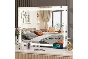 ‎EKLIPT eklipt Hollywood Schminkspiegel mit Beleuchtung 80x56, Spiegel mit Beleuchtung Tischspiegel mit 3 Farbtemperatur Touch Schalter USB und Type-C 10x Vergrößerung Zeit und Temperaturanzeige Wandspiegel