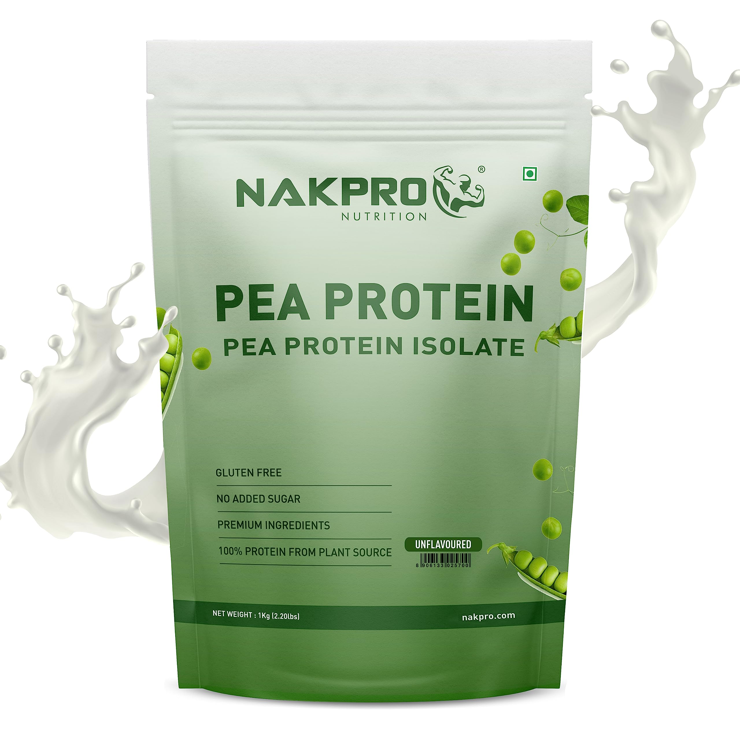 NAKPRO 100% Pea Protein Isolate | 28.80g Protein, 5.47g BCAA | Plant-Based Vegan Protein Powder | Added Minerals, Non GMOs & 