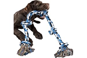 Ousiya Large Dog Rope Toy for Aggressive Chewers, 98 cm Long Tough Dog Chew Rope for Large Dogs 5 Knots Indestructible Dog Rope Dog Tug of War Toy for Training & Dog Teeth Cleaning