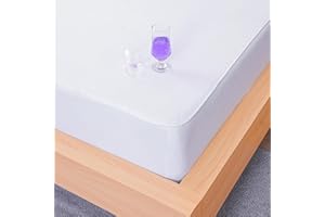 Sheet Story Bamboo Waterproof Mattress Protector Double Size - 40cm Deep Mattress Protector - Hypoallergenic Terry Double Mattress Protector - All around Elastic Fitted Double Bed Mattress Protectors