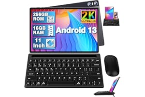 YESTEL Tablet 11 Pollici Android 13 con 16 GB + 256 GB(TF 1TB), GPS, 2000 x 1200 IPS, 8600 mAh + Ricarica Rapida USB-C da 18 W, 4 Altoparlantis, 5MP+13MP+2MP, 5G Wi-Fi, con Tastiera + Mouse, Caffè