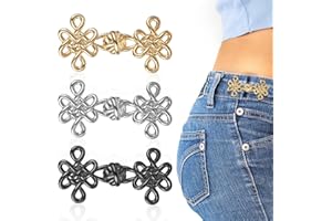 JIEYAO 9 paia di jeans che stringono la vita, bottoni cinesi che stringono i pantaloni, clip di serraggio regolabile con fibbia in vita, set di bottoni rimovibili per pantaloni, jeans, gonne da donna