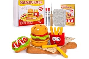 Doxiru Nadelfilz-Set, 3er-Pack Fast-Food-Nadelfilz-Anfängerset inkl. grundlegendem Nadelfilzwerkzeug, Anleitung, Nadelfilz-Bastelset für DIY-Heimdekoration