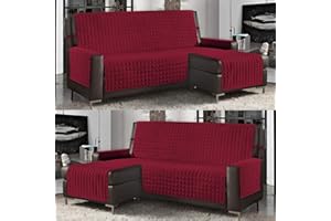 BANZAII TEXTILE INNOVATOR ONLINE Banzaii Funda Sofá para Chaise Longue Acolchada 3 Plazas (240 cm) Reversible para Chaise Longue Izquierda/Derecha, Burdeos