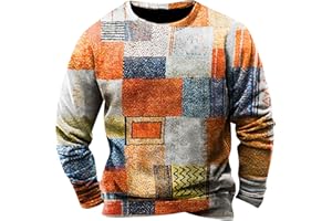 SOOUICKER Sweatshirt Herren Kariert Winterpullover Herren Bunt Pullover Herren Ohne Kapuze Sweatshirt Herren Print Vintage Pulli Herren Rundhals Pullover mit Aufdruck Sweatshirt Herren Sport
